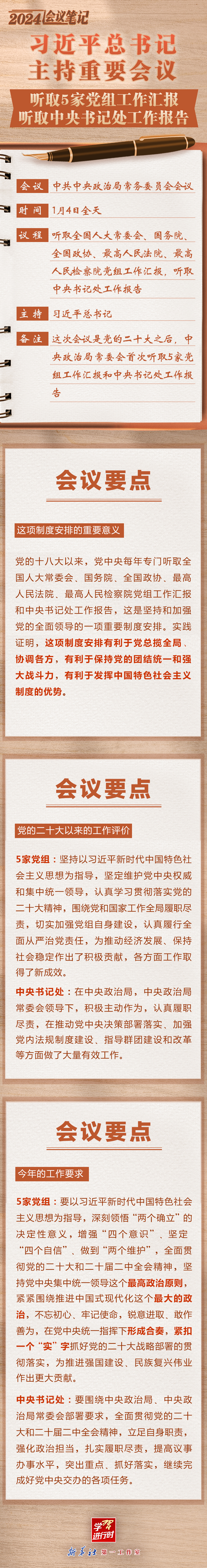 學(xué)習(xí)進(jìn)行時(shí)｜2024會(huì)議筆記：習(xí)近平總書記主持重要會(huì)議 聽取