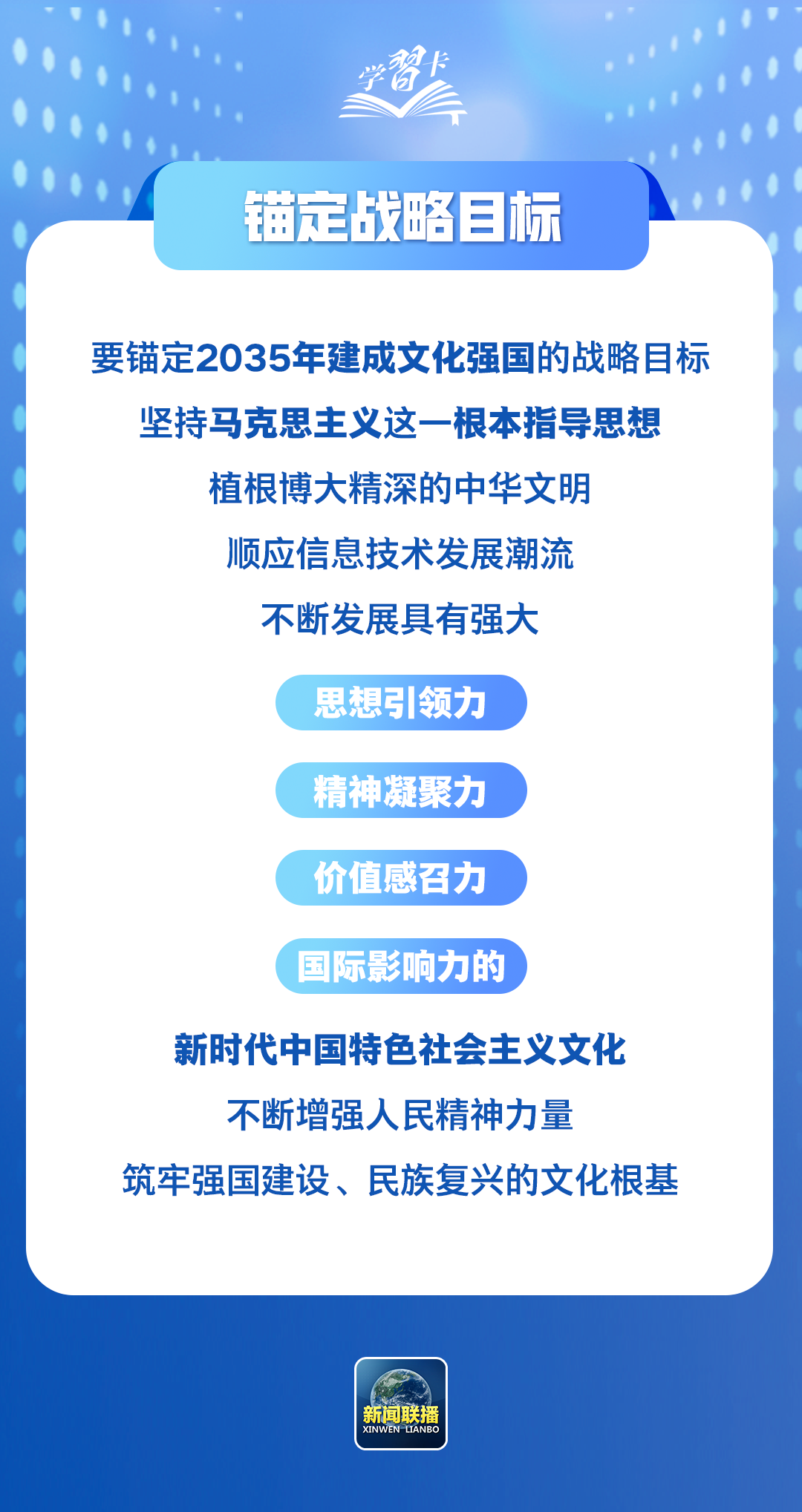 學習卡丨錨定建成文化強國戰(zhàn)略目標，總書記這樣闡釋→