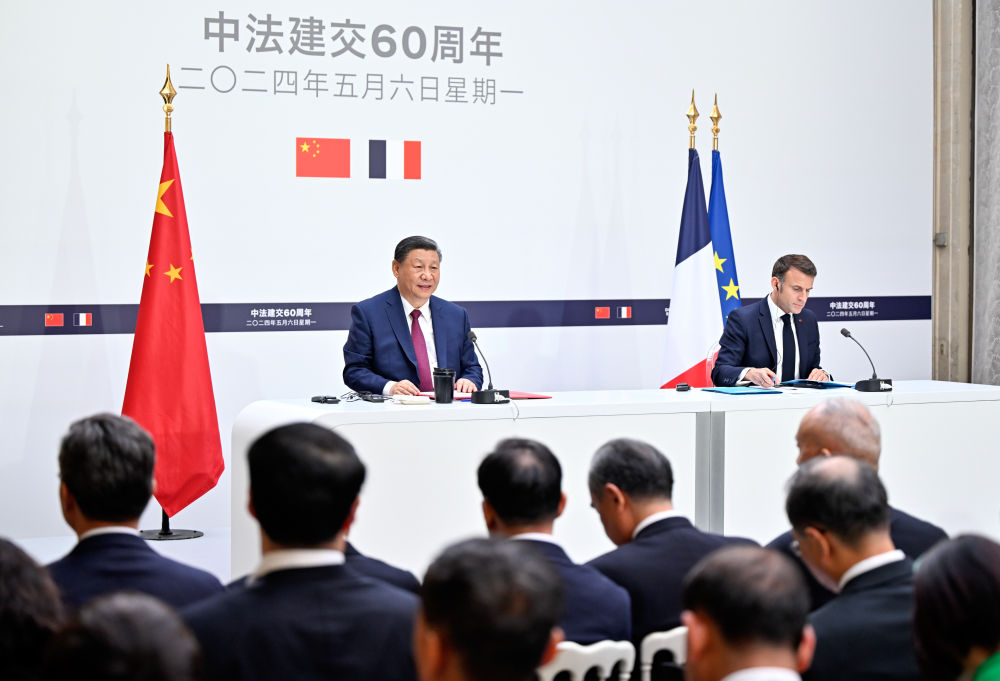 習(xí)近平同法國總統(tǒng)馬克龍共同會見記者